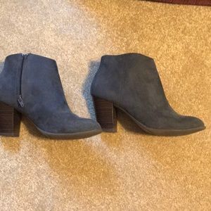 Gray suede booties